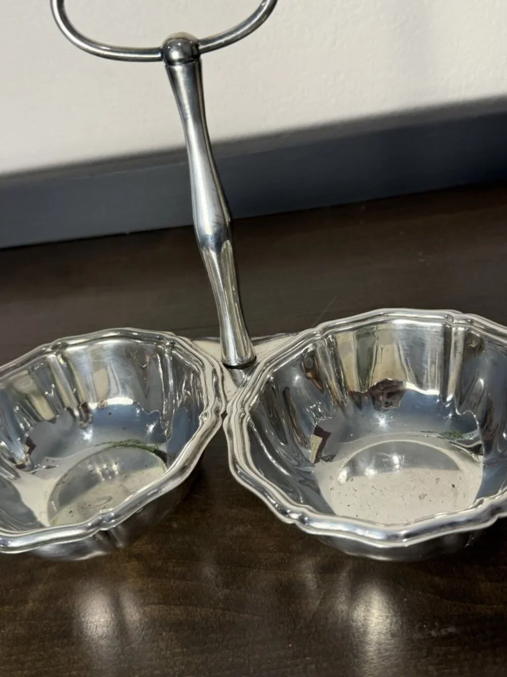 Vintage E&L Deffert Stainles Steel Double Condiment Server Relish Dish Germany